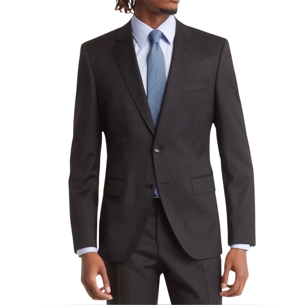 Hugo Boss Mens Blazer Size 42 Long Black Reda H Huge Solid Wool Jacket New